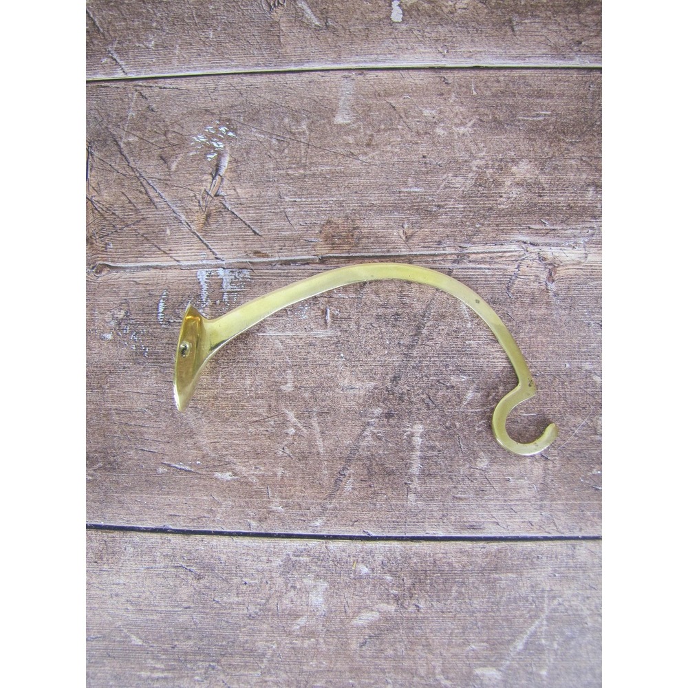 Vintage Curved Brass Wall Hook - Gold Brass Wall mounted coat hook - Picture 5 of 9